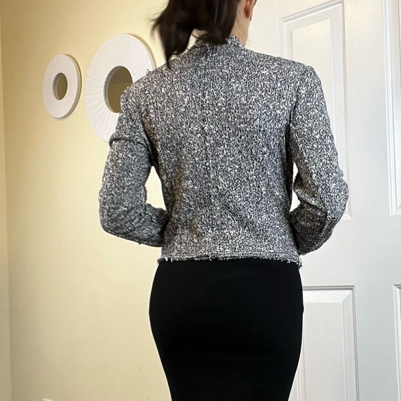 Rebecca Taylor Frayed Edge Cropped Tweed Jacket - Size 8 - Picture 4 of 16